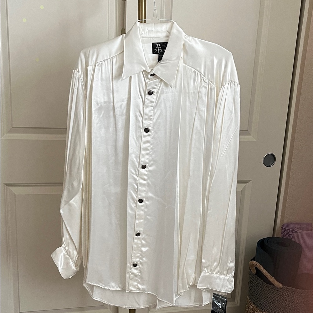 Eterna Cream Satin Dress Shirt